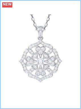 Moissanite Sterling Silver Clover Cross Pendant Necklace Adjustable 18-20 Inch